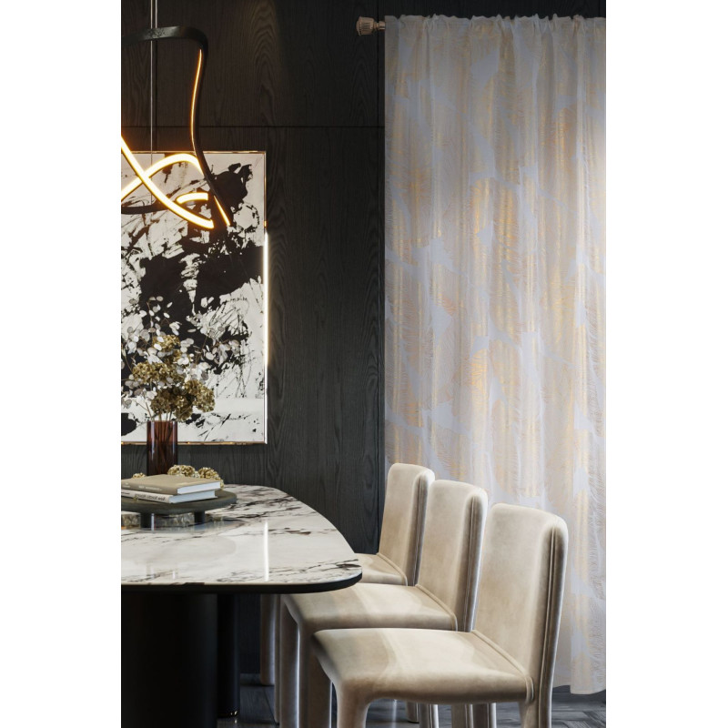 Firana z taśmą GREAT CHIC 140x270 biało-złoty